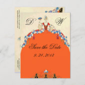 LADY ORANJE / TROUWFEEST SAVE THE DATE MONOGRAM AANKONDIGINGSKAART (Voorkant / Achterkant)
