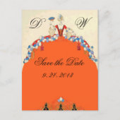 LADY ORANJE / TROUWFEEST SAVE THE DATE MONOGRAM AANKONDIGINGSKAART (Voorkant)