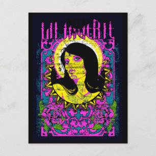 Lady paars briefkaart