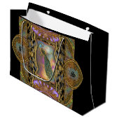 Lady Peacock Monogram Black Elegant Groot Cadeauzakje (Voorkant Gekanteld)