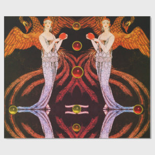 LADY PHOENIX ART DECO BEAUTY MODE Oranje Black Cadeaupapier