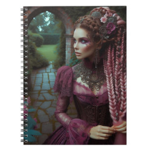 Lady Pink Steampunk Victoriaans tuin Notitieboek
