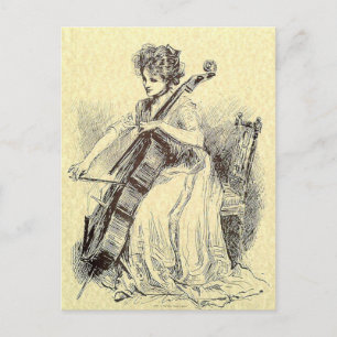 Lady Plays Cello Briefkaart