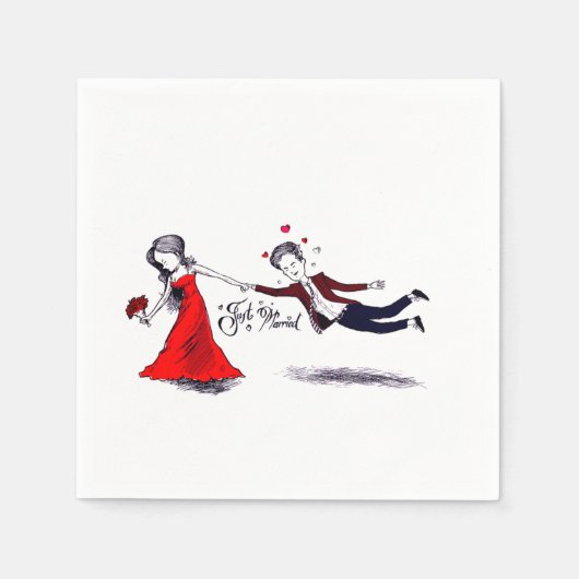 Lady Pulling Man Grappig Huwelijk Servet (Voorkant)