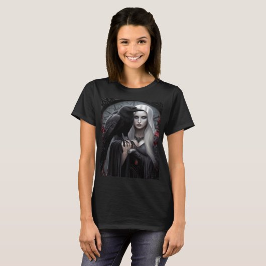 Lady Raven Blauw & Rood T-shirt (Voorkant volledig)