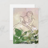 Lady Reading avec plante et carte café (Devant / Derrière)