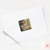 Lady Reading by Window Vierkante Sticker (Envelop)