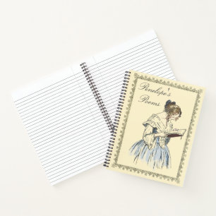 Lady Reading Poetry Journal met naam Notitieboek