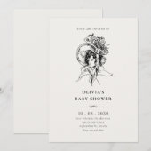 Lady Retro  elegant baby shower Kaart (Voorkant / Achterkant)