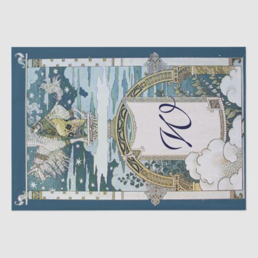 LADY RIDING UNICORN Monogram Tissuepapier (Voorkant)