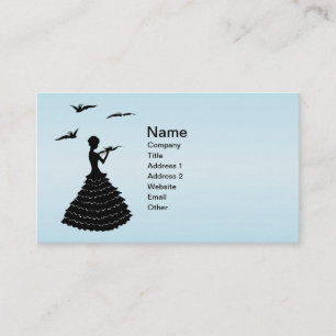 Lady Ruffled Dress Fancy Duiven in Zwart Silhouet Visitekaartje