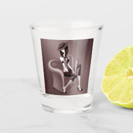 Lady Saxofonist - Jazz-geïnspireerde Shot Glass Glas