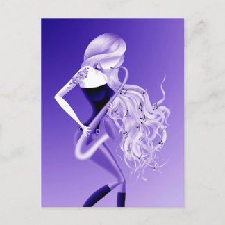 Lady Saxophoniste Carte Postale Bleue