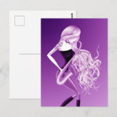 Lady Saxophoniste carte postale violette (Devant / Derrière)