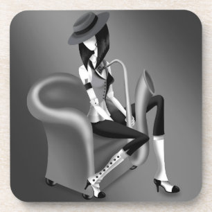 Lady Saxophoniste - Dessous de verre plastique ins