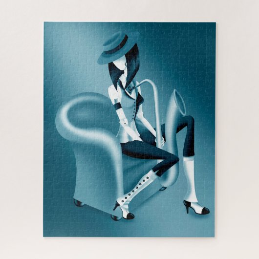 Lady Saxophoniste - Puzzle Jazz inspiré (Vertical)