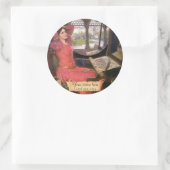 Lady Shalott Waterhouse Pre-Raphaelite Bookplate Ronde Sticker (Tas)