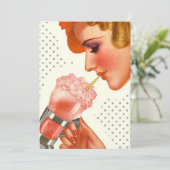  Lady Sips Soda Fountain Blank Invitation Kaart (Staand voorkant)