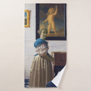 Lady Standing bij een Virginal, Johannes Vermeer Badhanddoek