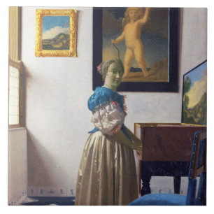 Lady Standing bij een Virginal, Johannes Vermeer Tegeltje