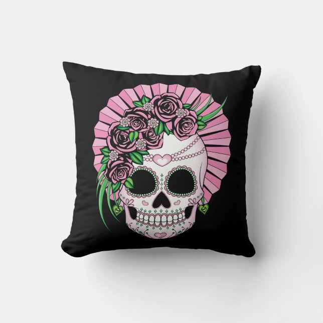 Lady Sugar Skull Kussen (Voorkant)
