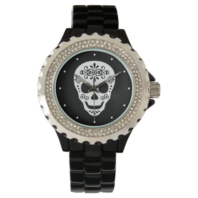 Lady Sugar Skull van Leslie Peppers Horloge (Voorkant)