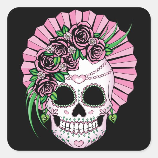 Lady Sugar Skull Vierkante Sticker (Voorkant)