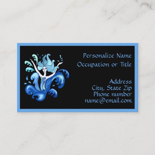 Lady Surrounded by Splashing Water Illustration Visitekaartje (Voorkant)