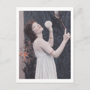 Lady Tennis Player, Retro Woman Carte postale vint