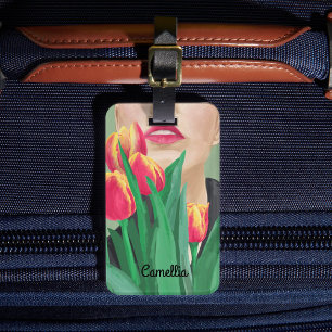 Lady & Tulip Groen Sinaasappel Modern Graphic Pain Bagagelabel