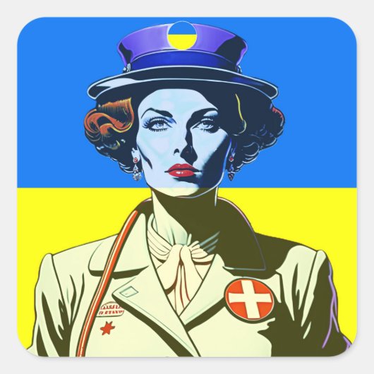 Lady Ukraine Vierkante Sticker (Voorkant)