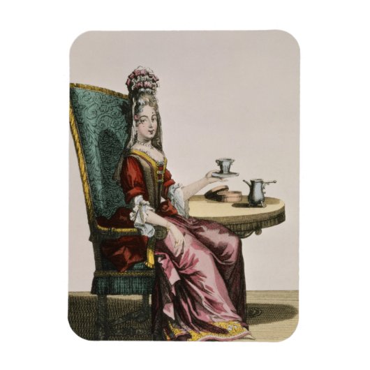 Lady Using Coffee, mode bord, c.1695 (engravi) Magneet (Verticaal)