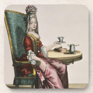 Lady Using Coffee, mode bord, c.1695 (engravi) Onderzetter