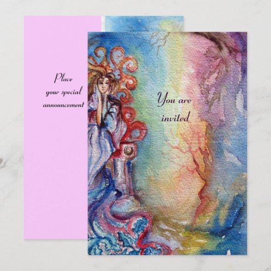 LADY VAN DE LAK, levendig lichtblauw roze Kaart (Voorkant / Achterkant)