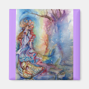 LADY VAN DE Waterverf LAKE Pink Blue Fantasy Magneet