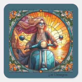 Lady Vespa Vierkante Sticker