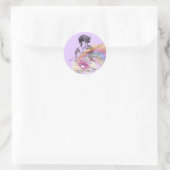 Lady Victorienne Jolie Violet Petits Stickers Rond (Sac)