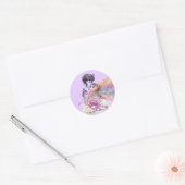Lady Victorienne Jolie Violet Petits Stickers Rond (Enveloppe)