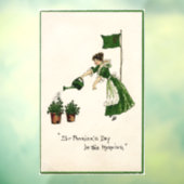 Lady Watering Shamrocks Window Cling Raamsticker (Vel 3)
