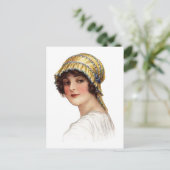  Lady Wearing Bonnet Briefkaart (Staand voorkant)