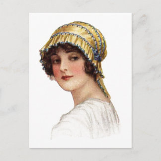Lady Wearing Bonnet Briefkaart