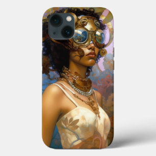 Lady Wearing Goggles Black Fantasy Sci-Fi iPhone 13 Hoesje