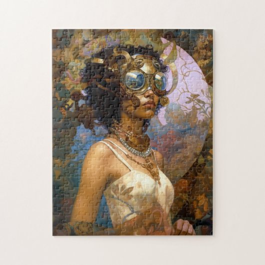 Lady Wearing Goggles Black Fantasy Sci-Fi Legpuzzel (Verticaal)
