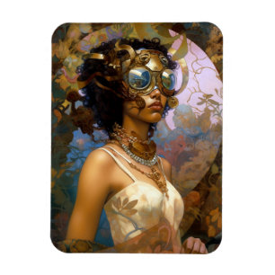 Lady Wearing Goggles Black Fantasy Sci-Fi Magneet
