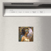 Lady Wearing Goggles Black Fantasy Sci-Fi Magneet (Insitu (Vaatwasser))