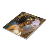 Lady Wearing Goggles Black Fantasy Sci-Fi Tegeltje (Zijkant)