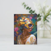 Lady Wearing Mask Black Fantasy Art Briefkaart (Staand voorkant)