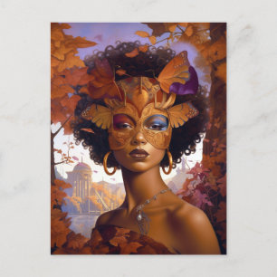 Lady Wearing Mask Black Fantasy Art Briefkaart