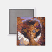 Lady Wearing Mask Black Fantasy Art Magneet (Voorkant / Achterkant)