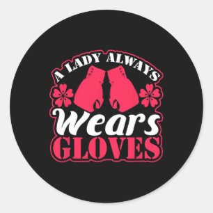 Lady Wears Boxing-handschoenen vechten tegen Gym W Ronde Sticker